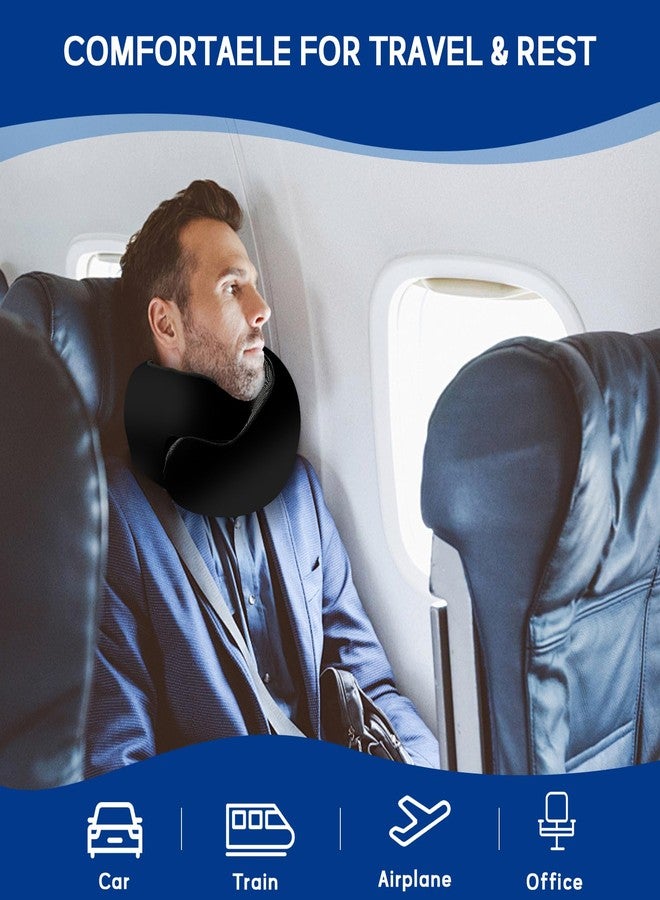 Badink®l Neck Pillow Memory Foam with MagicStrap - Adjustable Ergonomic Travel Pillow for Office/Airplane/Car, Washable Cover, Portable Cervical Support （Black） - Image 5
